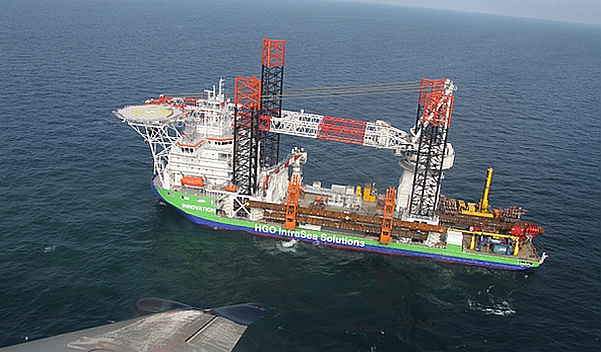 Dieses Errichterschiff war für Windreich-Offshore-Bauvorhaben im Einsatz. / Foto: Unternehmen